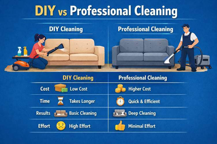 Quick Comparison: DIY vs Professional Cleaning - 7 Easy Ways to Clean Sofa at Home Without Professional Help